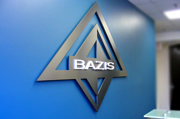 3D custom metal signage product to display company logo and lettering in office lobby made by Art Signs Company
