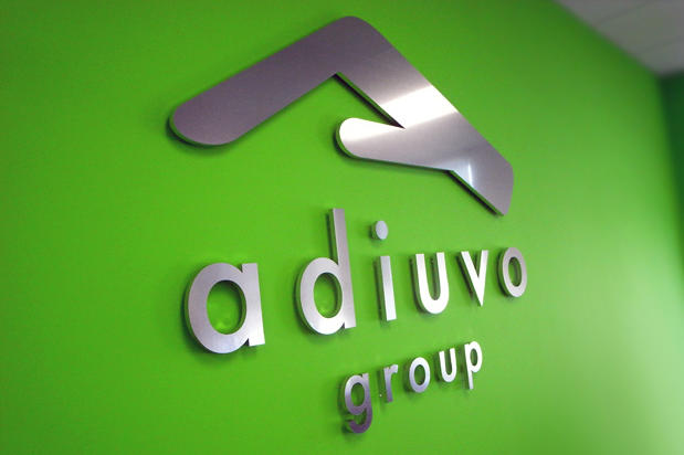 wall office sign made of brushed metal substitute finish faces and painted edges
