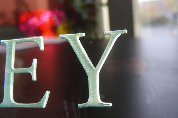 Name Badges glass etching engraved gifts , trophy alternatives