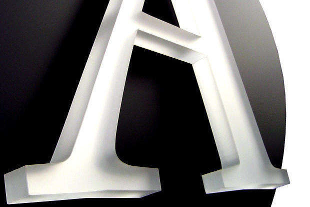 Laser cut acrylic letter in lobby sign