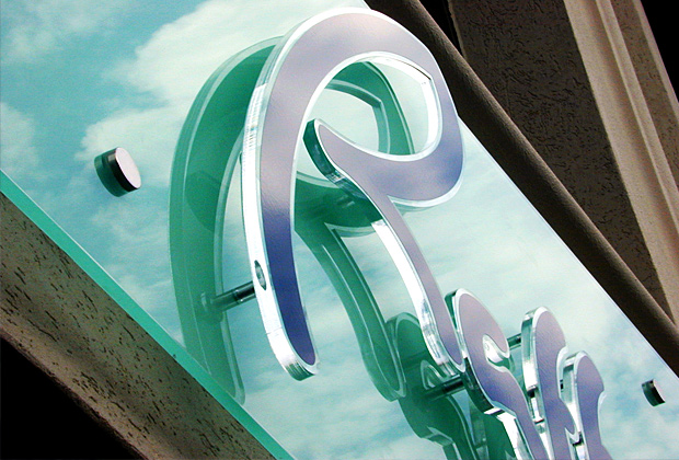 3D sign, installed above main entrance doors