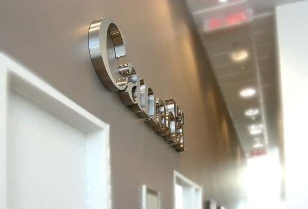 art signs office signage 3d metal sign installed in corporate office of Health agency Canada