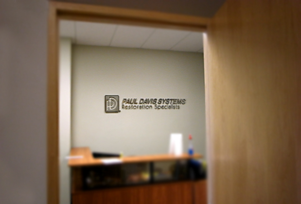 brushed metal substitute acrylic sign with spacers on the back for extremally easy installation, business office wall 3d corporate logo signs